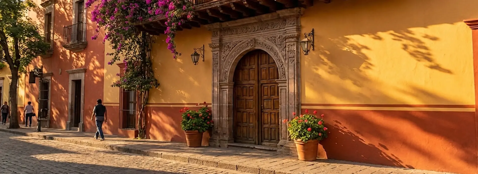 Fachada de casa colonial restaurada en centro histórico de México